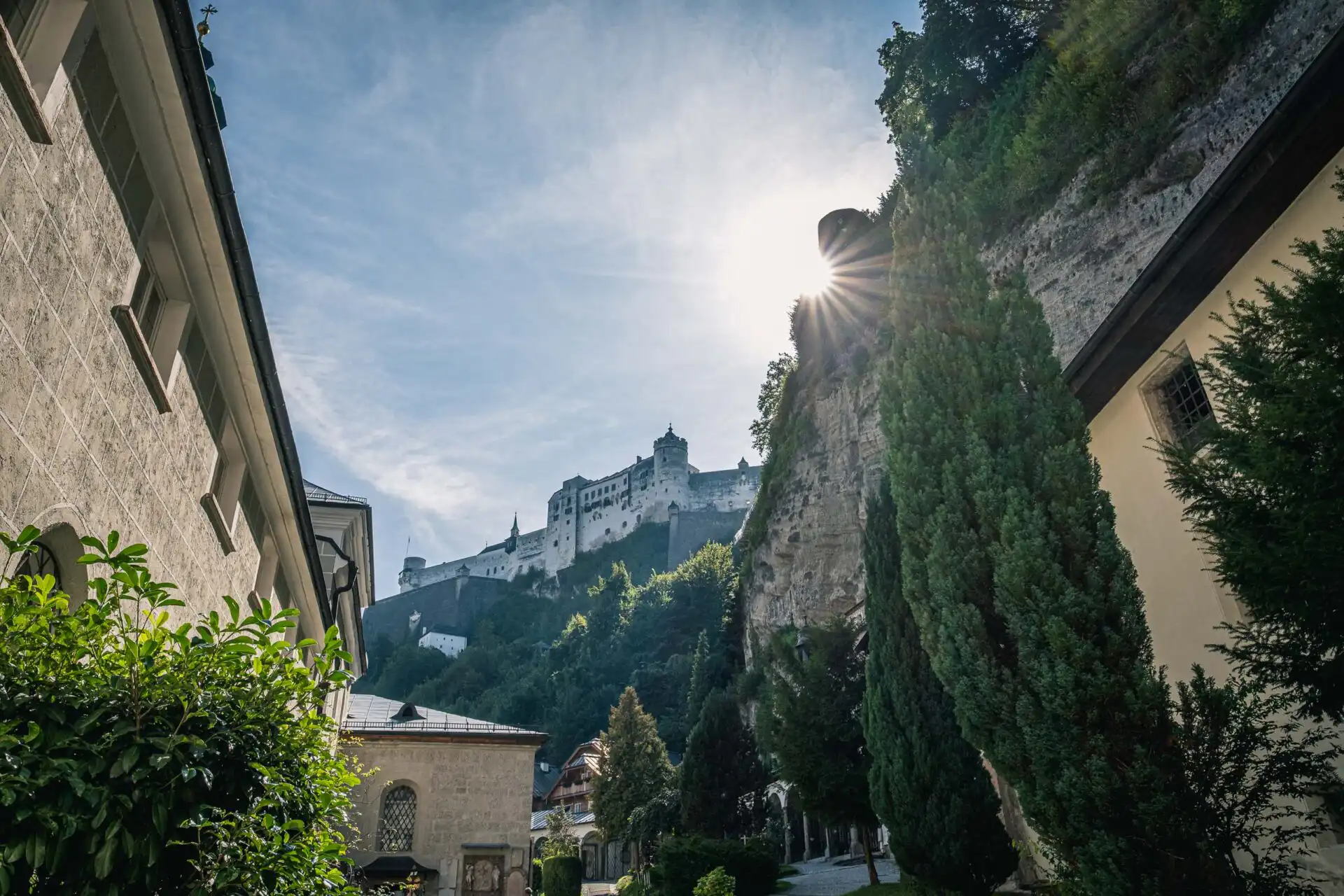 The Monchsberg cliff above the Festungsgasse