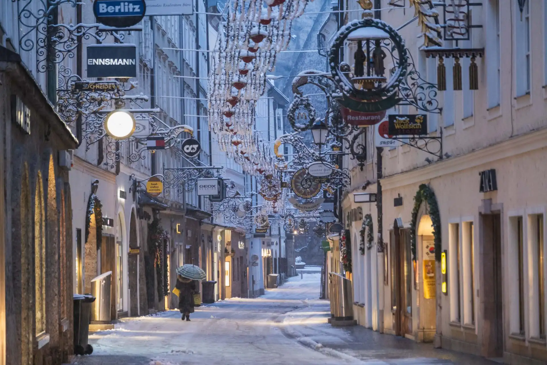Getreidegasse on a quiet winter morning