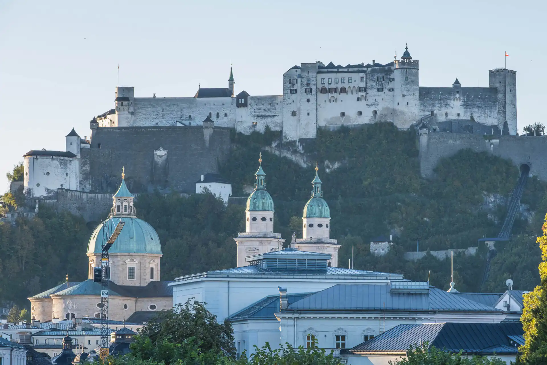 The fortress and cathedral seen from Mirabell Gardens