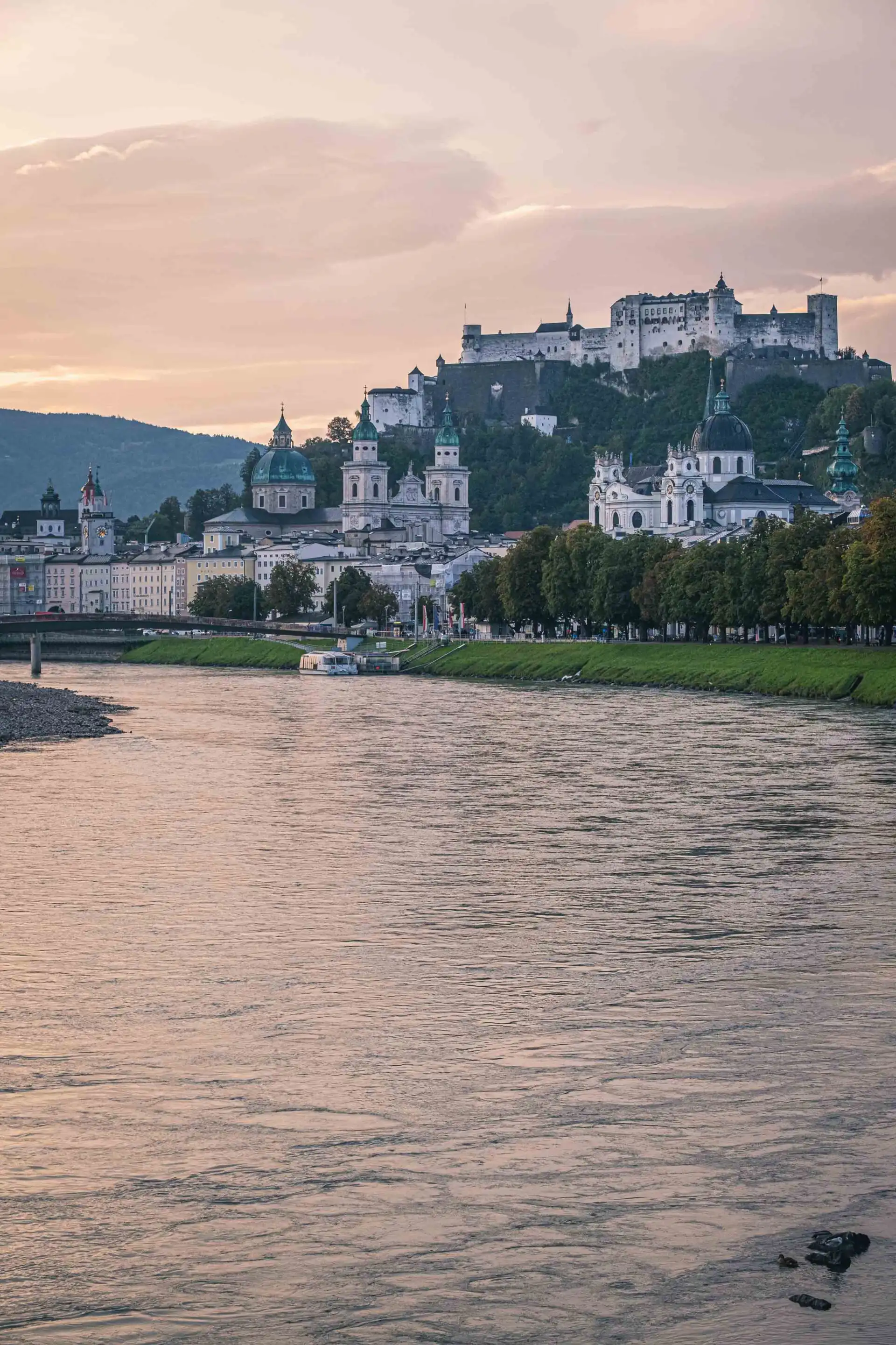 hohensalzburg fortress from salzach dawn 01