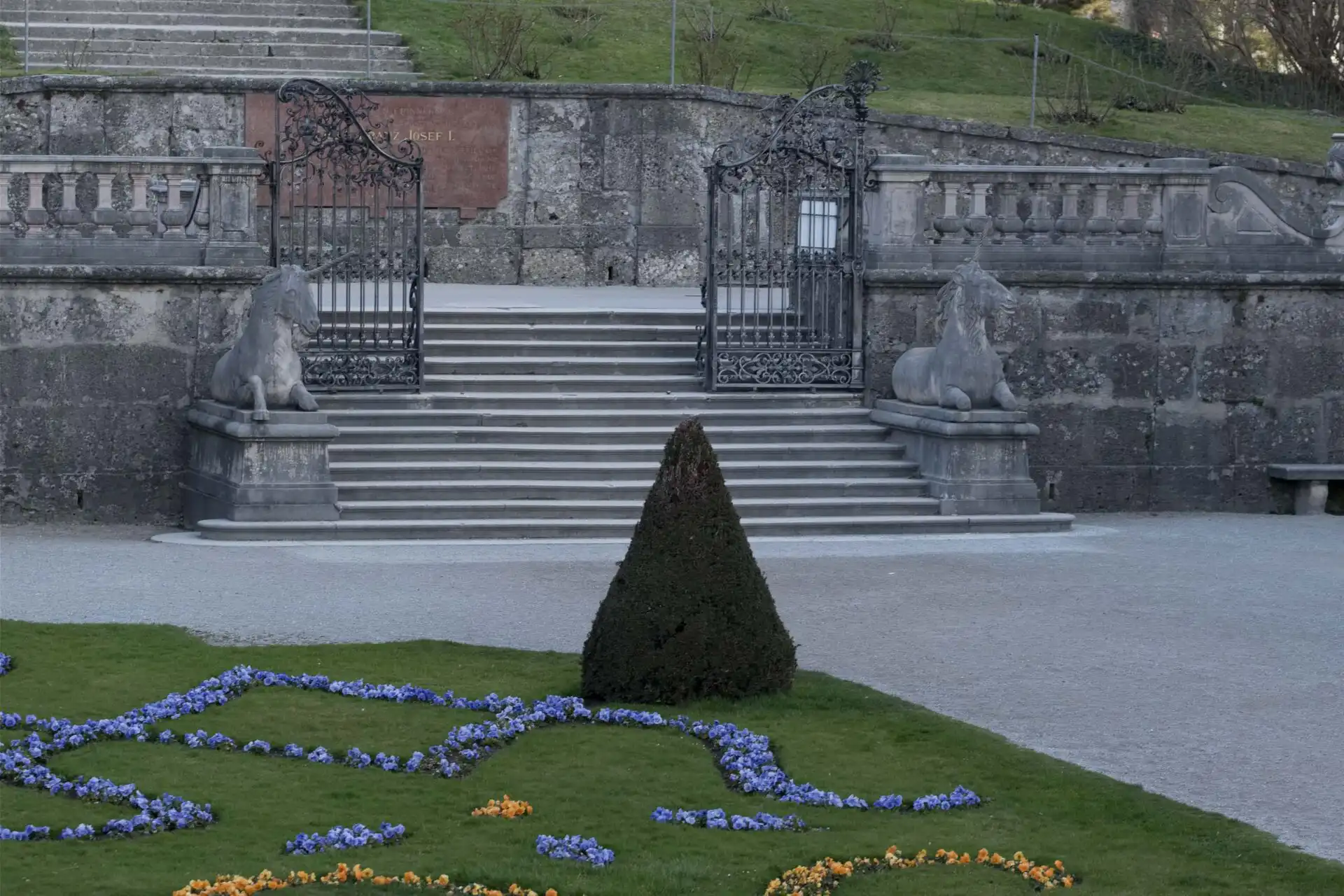 The steps and unicorn gate where the Do-Re-Mi finale was filmed