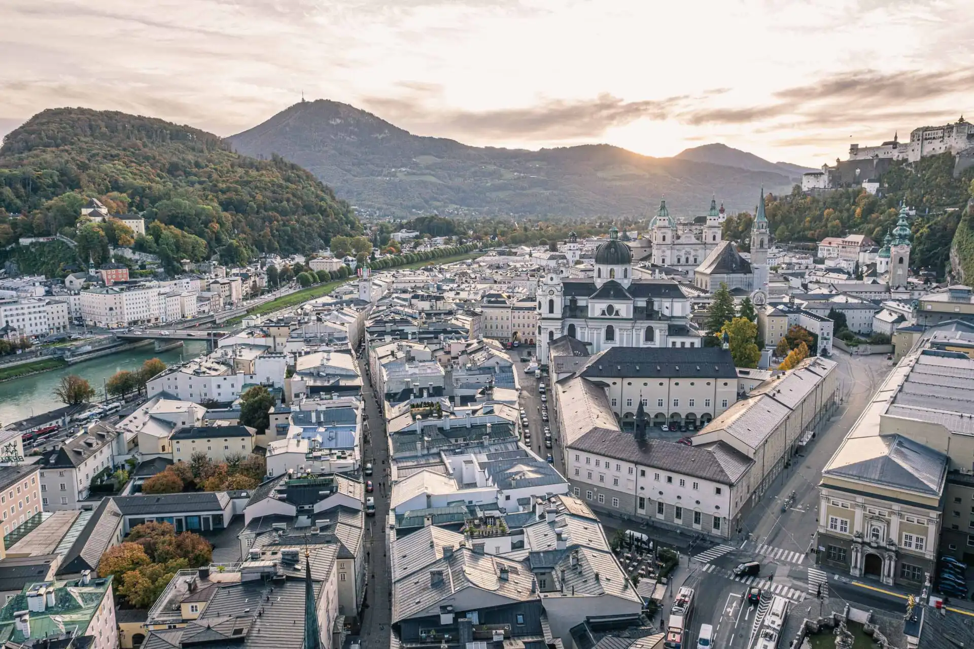 salzburg altstadt aerial sunrise 01