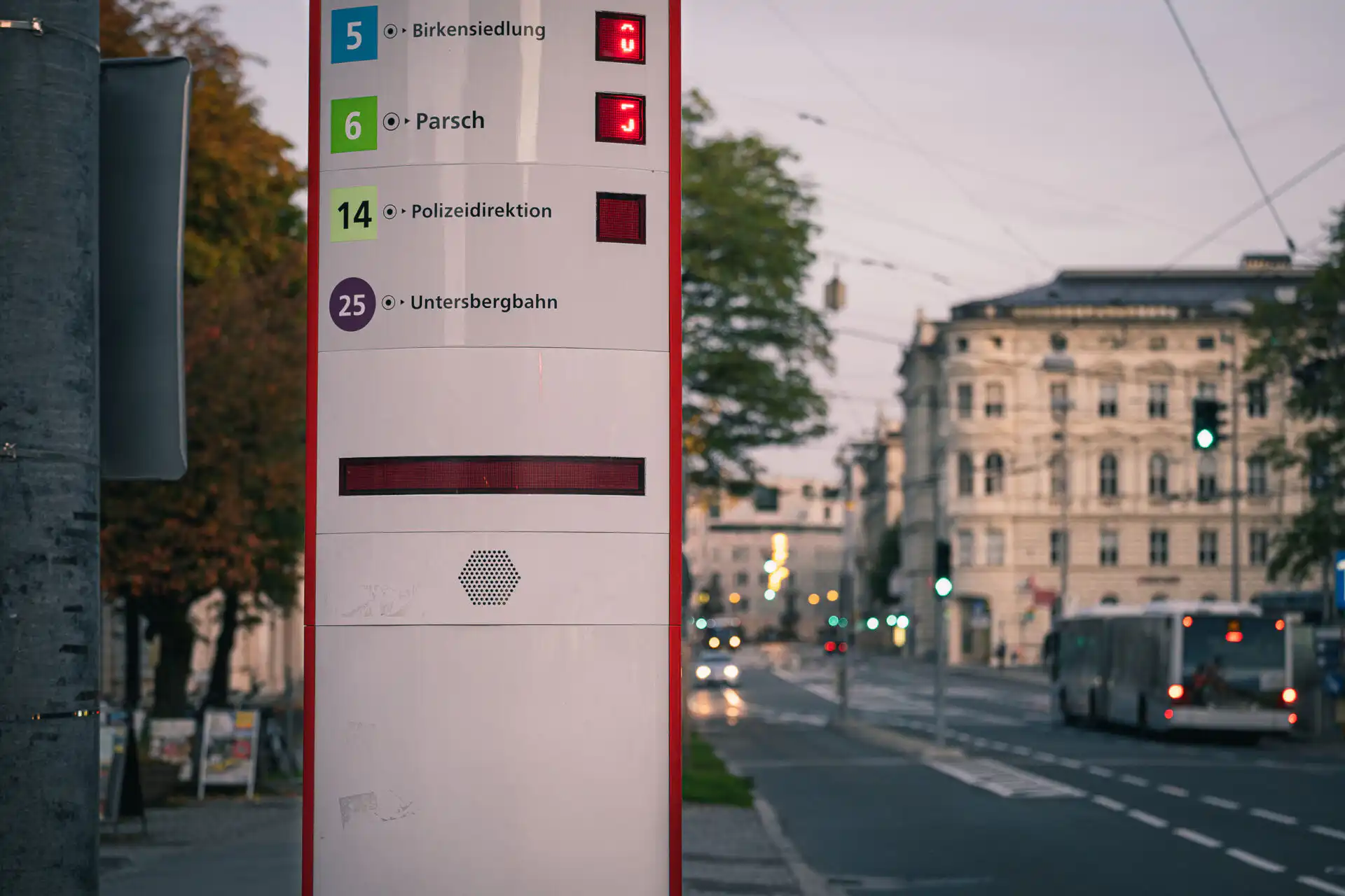 A bus stop in the Salzburg old town