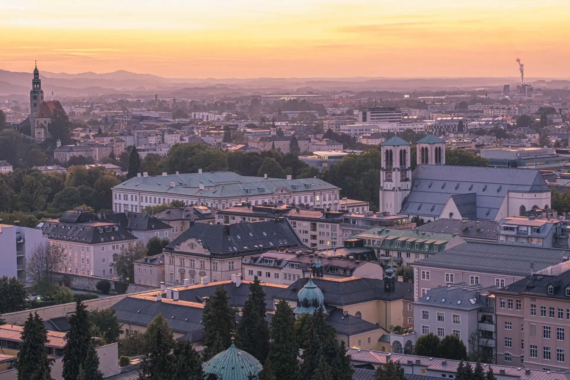 salzburg neustadt churches panorama sunset 01