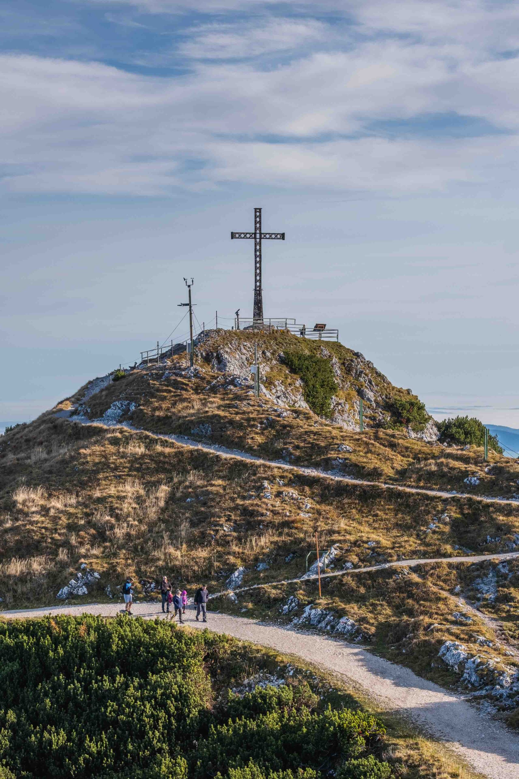 Hikers on the Untersberg ridge above Salzburg