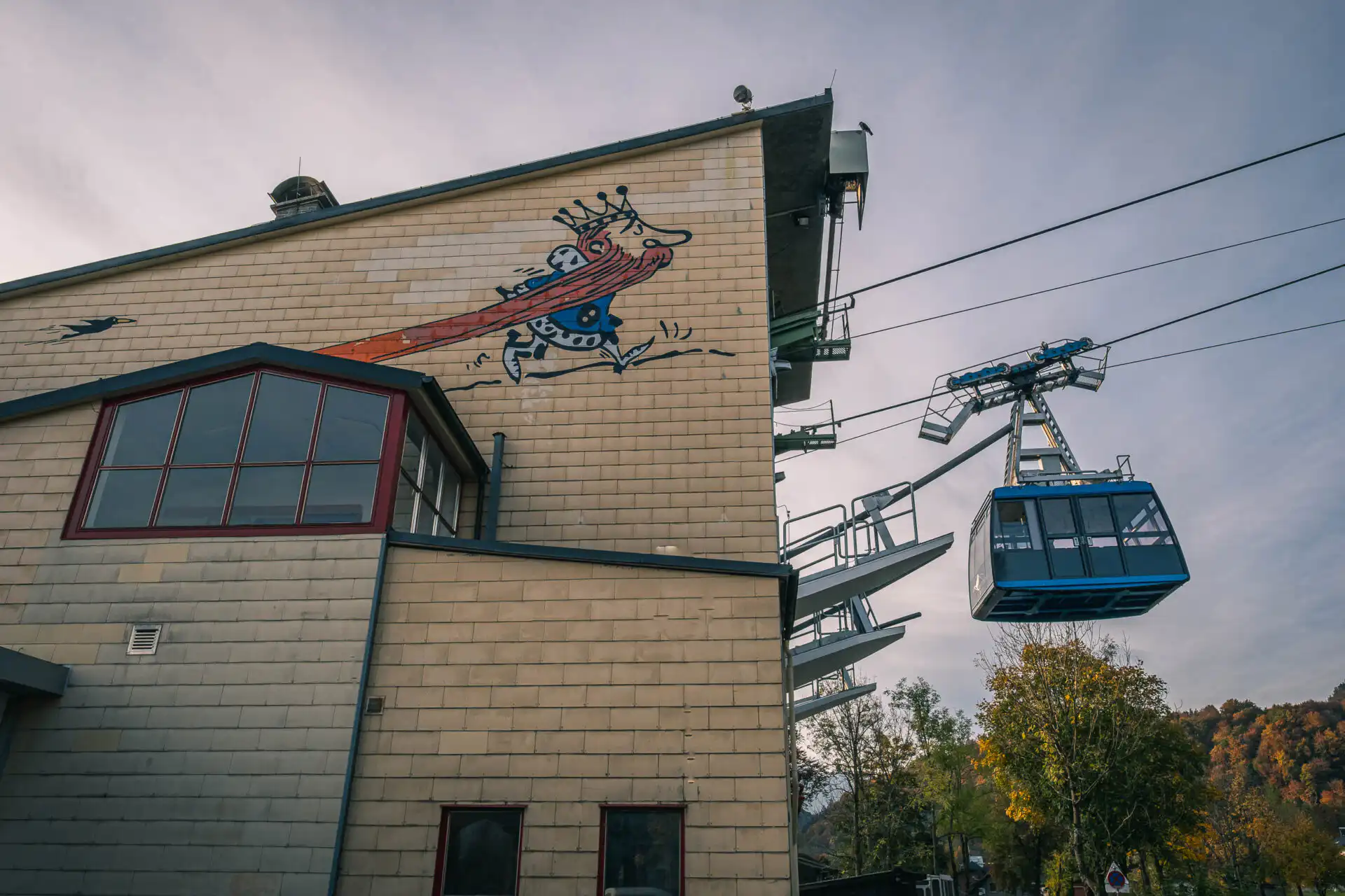 Cable car climbing to the Untersberg above Salzburg